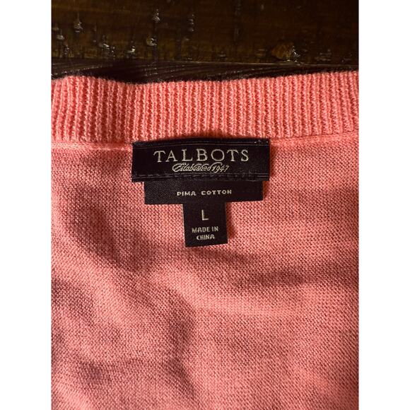 Womens Talbots Sweater Pima Cotton Pink Super Soft Size Large - Picture 2 of 5